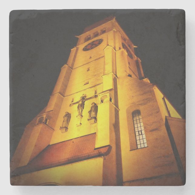 Church at Night Stone Coaster (Front)