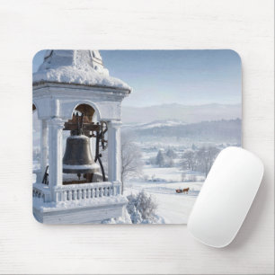 Church Bell Covered with Snow Mouse Pad