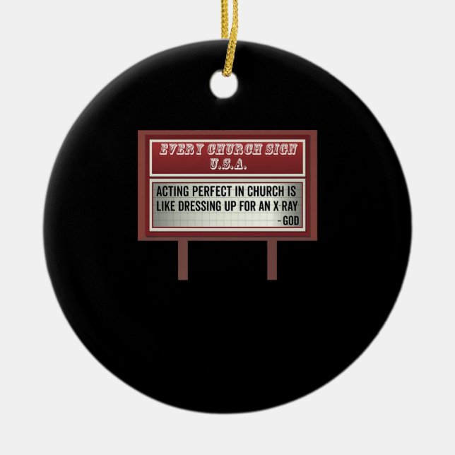Church Billboard Signs Christian Joke Acting Ceramic Tree Decoration (Front)