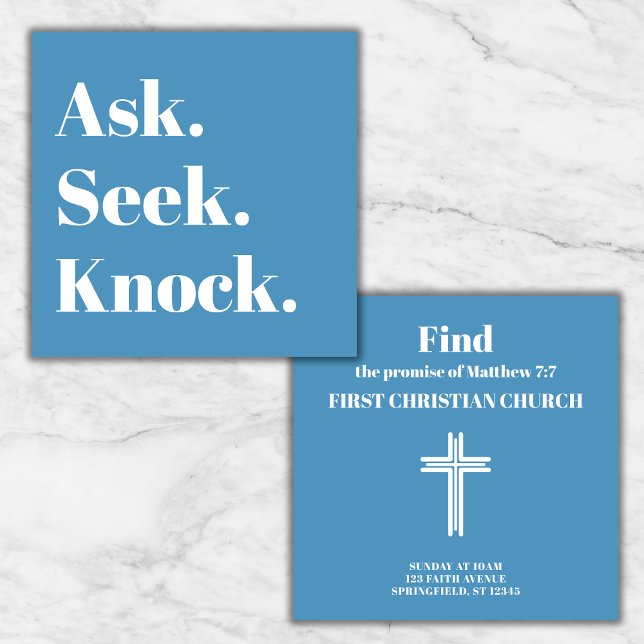 Church Business Professional Promotional Cross Square Business Card (Customize to fit your needs. Add your church or your name. Add your logo or keep the cross.)