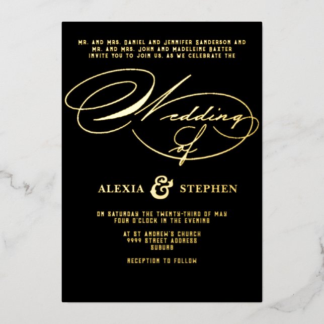 Church Ceremony Celebration, Modern Script Wedding (Front)