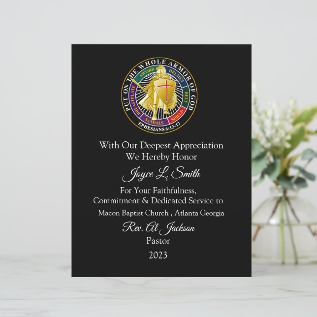 Church Certificate of Appreciation (Standing Front)