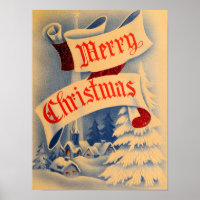 Church Christmas Vintage Poster