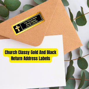 Church Classy Gold And Black Return Address
