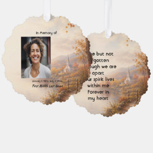 Church Country Autumn, Memorial Prayer  Keepsake Tree Decoration Card
