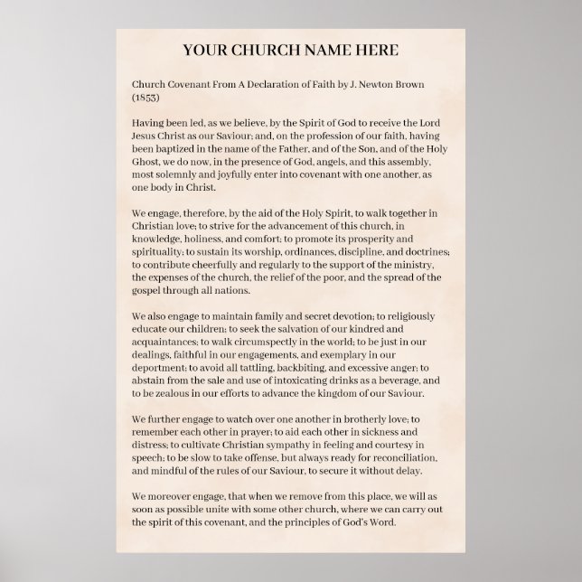 Church Covenant  Poster (Front)