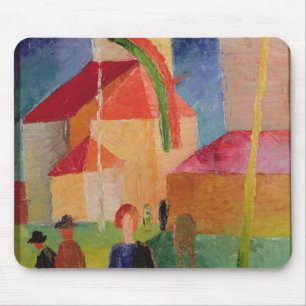 Church Decorated with Flags Mouse Pad