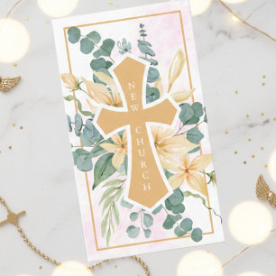 Church floral cross business card