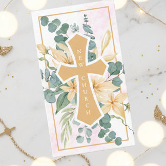 Church floral cross business card