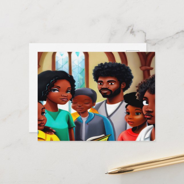 Church Folks Christian Art Postcard (Front/Back In Situ)