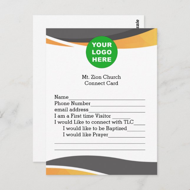 Church Guest Connect Card with logo (Front/Back)