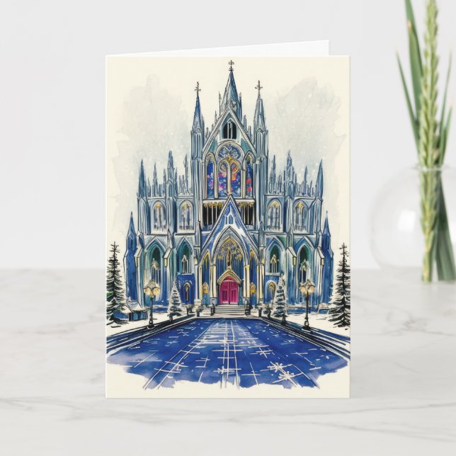 Church Illustration Holiday Card (Front)