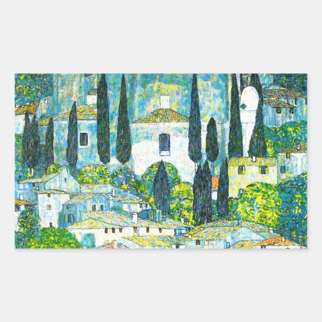 Church in Cassone Gustav Klimt Rectangular Sticker (Front)