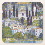 Church in Cassone, Gustav Klimt Square Paper Coaster<br><div class="desc">Gustav Klimt (July 14, 1862 – February 6, 1918) was an Austrian symbolist painter and one of the most prominent members of the Vienna Secession movement. Klimt is noted for his paintings, murals, sketches, and other objets d'art. In addition to his figurative works, which include allegories and portraits, he painted...</div>