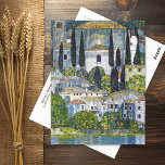Church in Cassone Landscape Gustav Klimt Postcard<br><div class="desc">A fine art postcard with the painting by the Austrian artist Gustav Klimt (1862-1918),  Church in Cassone (1913). One of his finest landscapes of an Italian village with a church and cypress trees near the water. A founding member of the Vienna Secession Movement.</div>