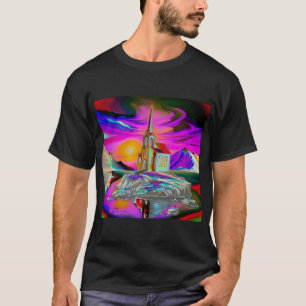 Church in psychedelic landscape 1 T-Shirt