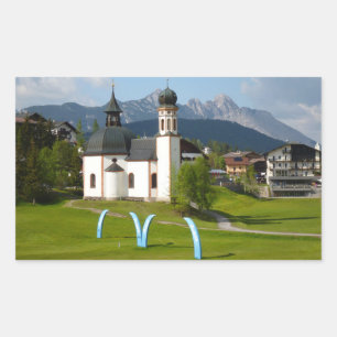 Church in Seefeld, Austria rectangular sticker
