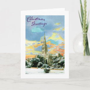 Church in the snow holiday card