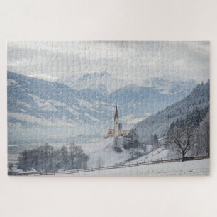 Church in the snow in Zillertal in winter Jigsaw Puzzle