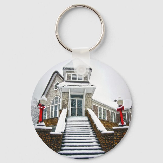 Church in the Snow Key Ring (Front)