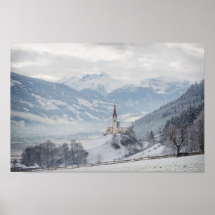 Church in Zillertal in winter poster