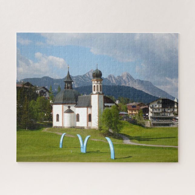 Church inAlps landscape, Seefeld, Austria Jigsaw Puzzle (Horizontal)