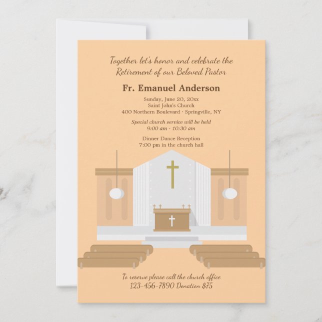 Church Interior Retirement Party Invitation (Front)