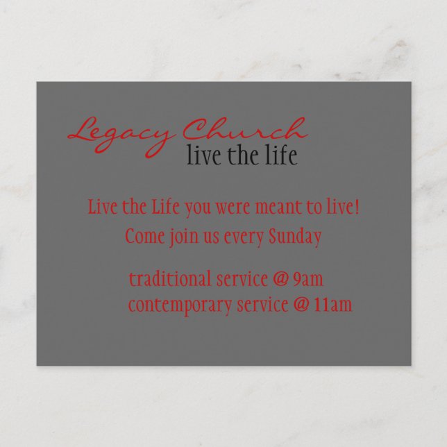 church invite postcard (Front)