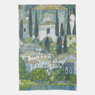 Church (Kirche) in Cassone by Gustav Klimt Tea Towel