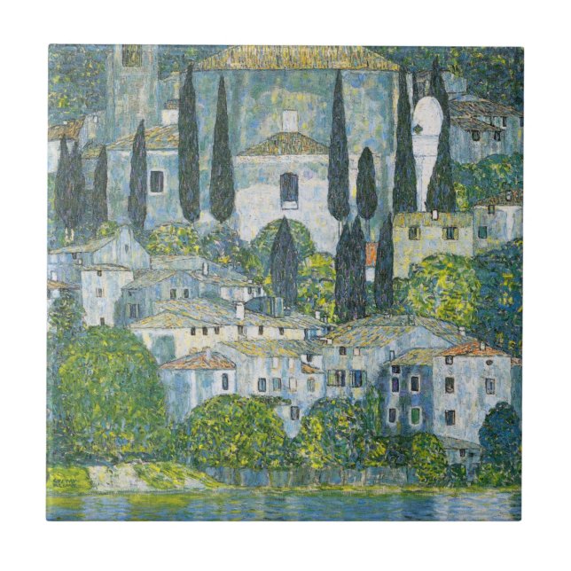 Church (Kirche) in Cassone by Gustav Klimt Tile (Front)