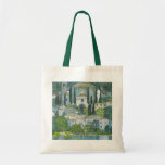 Church (Kirche) in Cassone by Gustav Klimt Tote Bag<br><div class="desc">Church in Cassone - Landscape with Cypresses (aka Kirche in Cassone - Landschaft mit Zypressen) (1913) by Gustav Klimt is a vintage Victorian Era Symbolism fine art painting featuring a church in the town of Cassone with surrounding stone buildings and cypress trees on the edge of Lake Garda in Italy....</div>