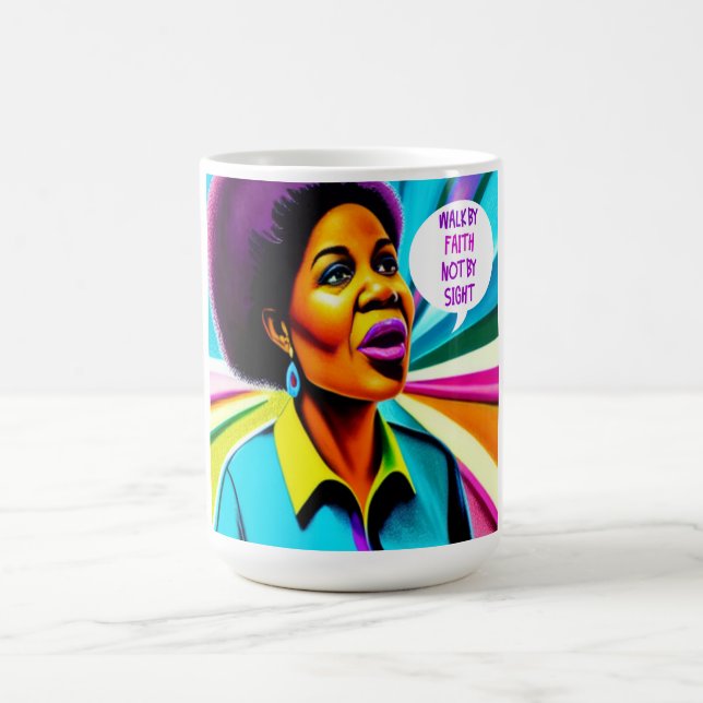 Church Lady Walk By Faith Art Mug (Center)