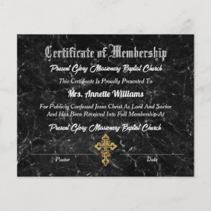 Church Membership Certificate