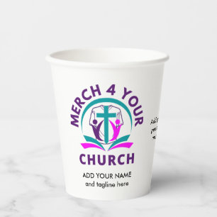 CHURCH MERCHANDISE Personalised Add Your Logo Paper Cups