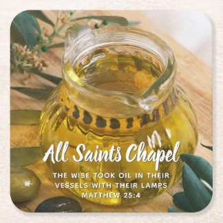 Church Name Bible Verse Square Paper Coaster