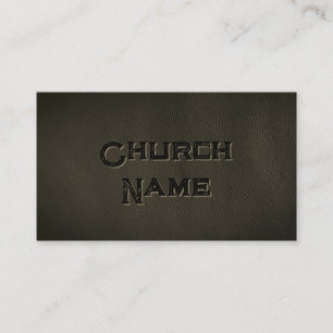 Church Name BLACK Leather Grunge Christian Business Card