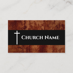 Church Name RUSTIC Leather Christian Pastor Business Card