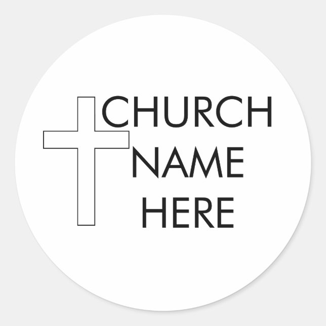 Church Name with Cross Christian Classic Round Sticker