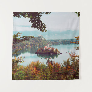 Church of Assumption in Lake Bled Slovenia in the Tapestry