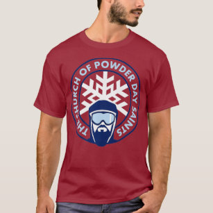 Church of Powder Day Saints Royal Emblem Skiing T-Shirt