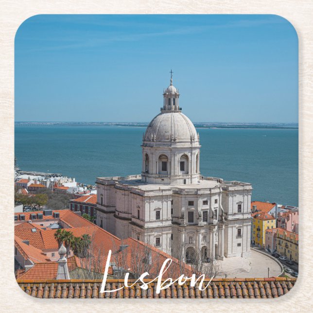 Church of Santa Engracia in Lisbon, Portugal Square Paper Coaster (Front)