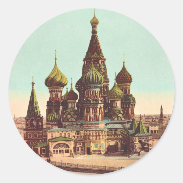 Church of St. Basil, Red Square Moscow Classic Round Sticker (Front)