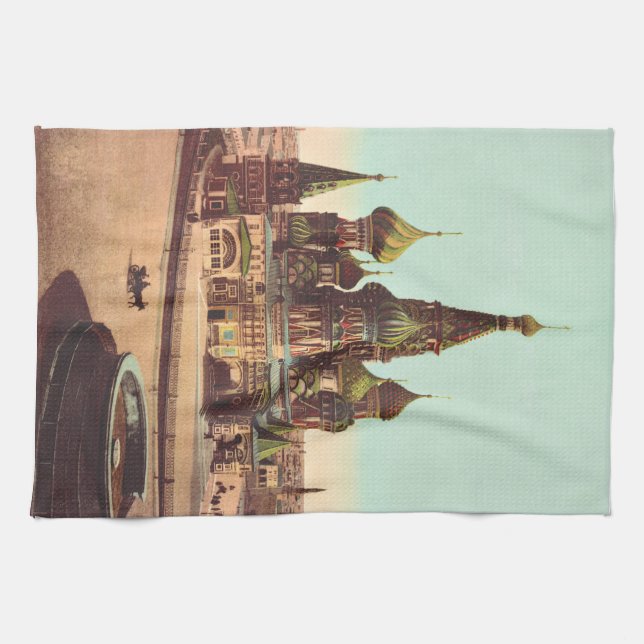 Church of St. Basil, Red Square Moscow Tea Towel (Horizontal)