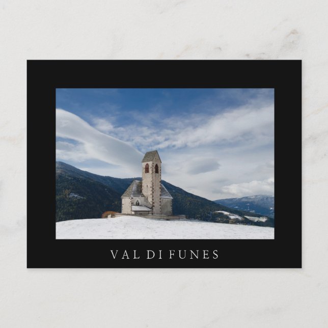 Church of St. Jakob in Val di Funes black postcard (Front)