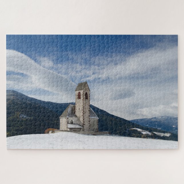 Church of St. Jakob in Villnöss in winter Jigsaw Puzzle (Horizontal)