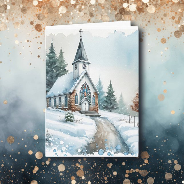 Church on a Winter Day | Watercolor Christmas Card (Creator Uploaded)