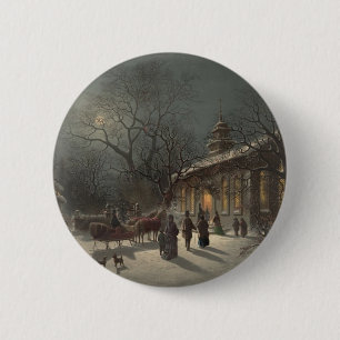 Church on Christmas Eve 6 Cm Round Badge