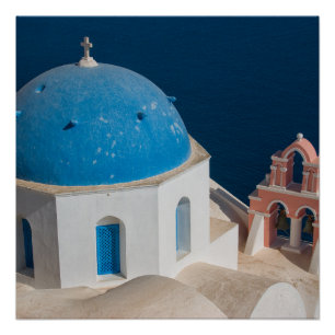 Church on the Island of Santorini, Greece Poster