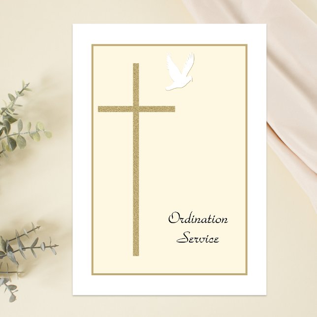Church Ordination Invitation Cross & Dove (Creator Uploaded)