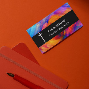 Church Pastor Abstract Orange Sky Christian Business Card